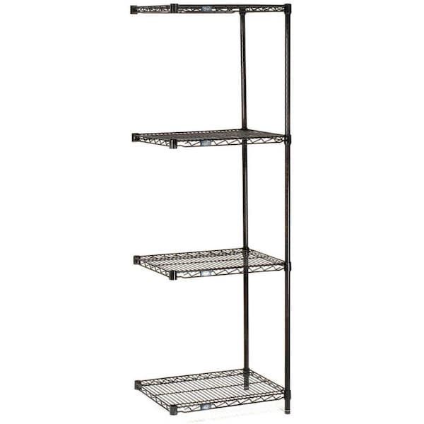Nexel 5 Tier Black Epoxy Wire Shelving Add-On Unit, 24W x 21D x 86H A21248B5 - main